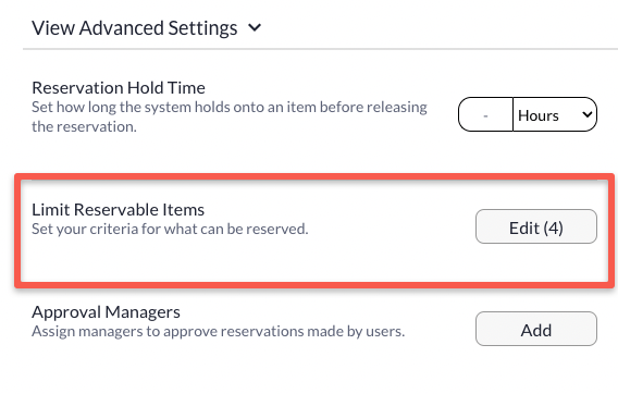 Limit Reservable Items